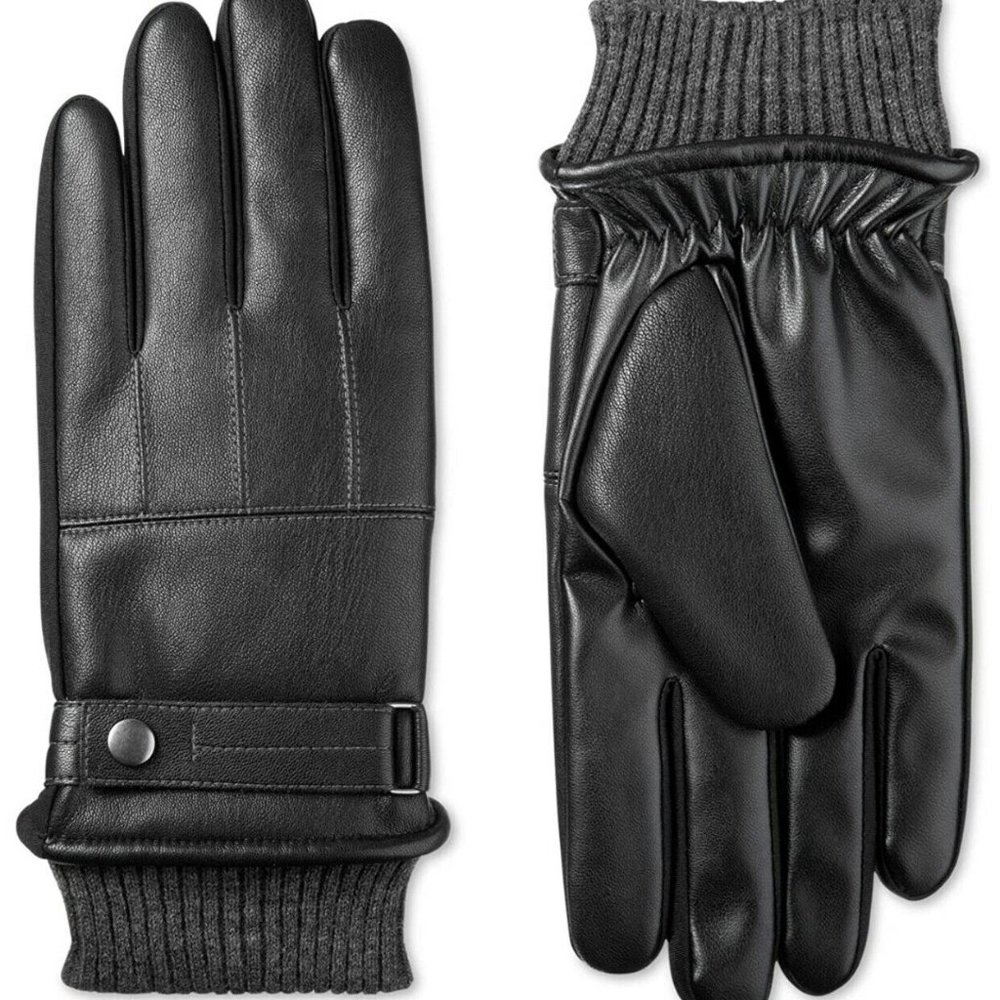 Isotoner Mens Faux Nappa Leather Smart Touch Glove